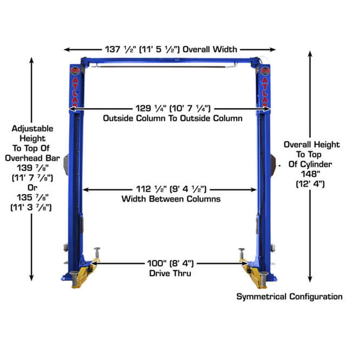 Atlas Automotive Equipment Platinum PVL10 ALI Certified 10,000 lb Overhead Lift