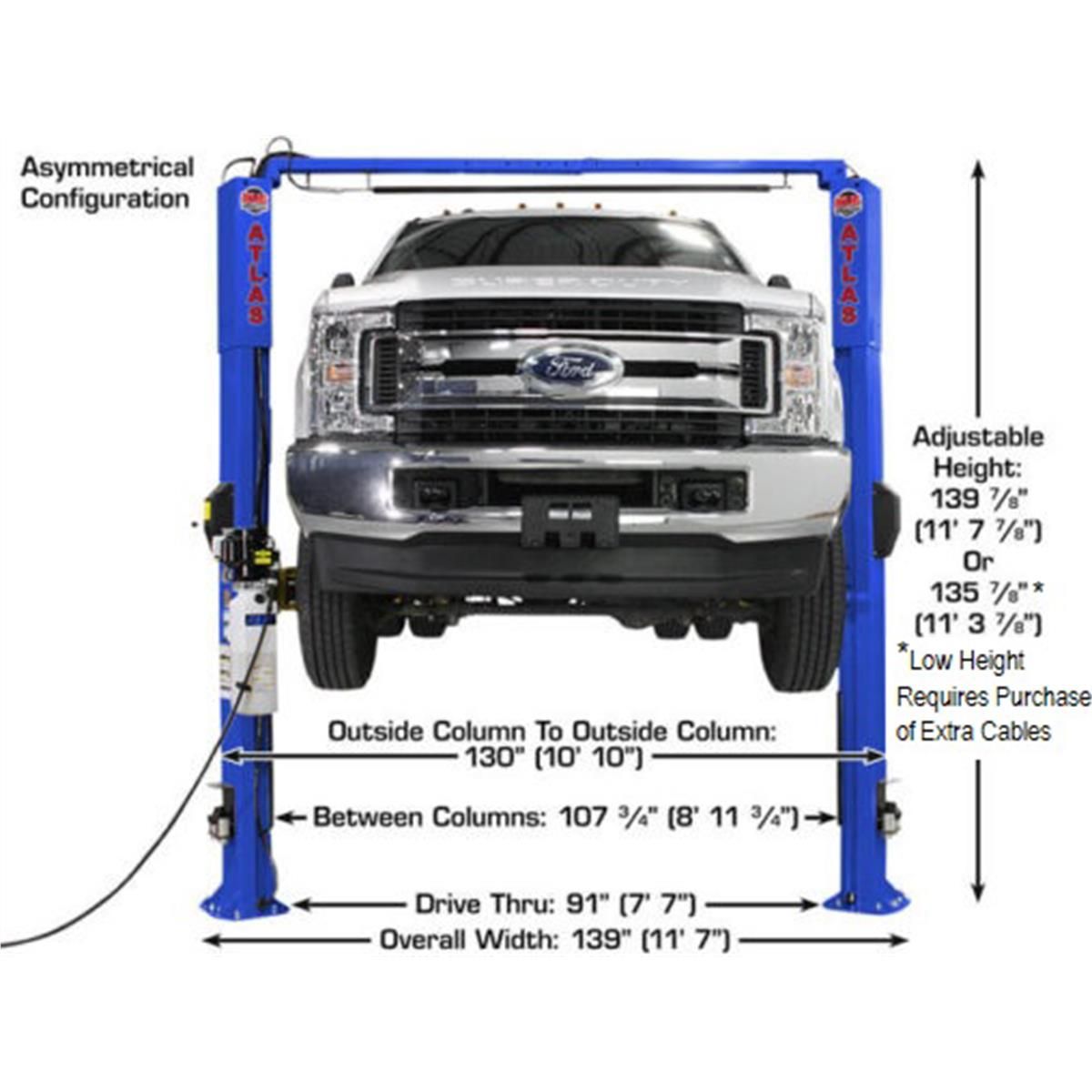 Atlas Automotive Equipment Platinum PVL10 ALI Certified 10,000 lb Overhead Lift